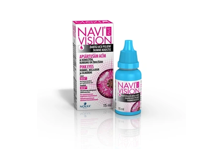 NAVI® Vision Plus mitrinoši acu pilieni apsārtušām acīm