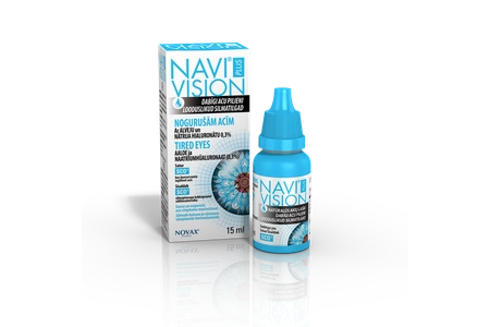 NAVI® Vision Plus mitrinoši acu pilieni nogurušām acīm, 15 ml